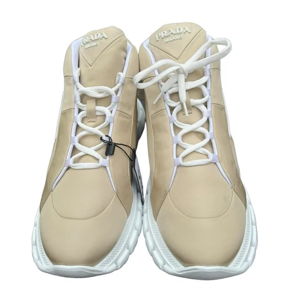 NWB PRADA***Nylon Lace-Up Mid-Top Sneakers****EU 39.5 US 9.5 $1020 - Picture 6 of 11